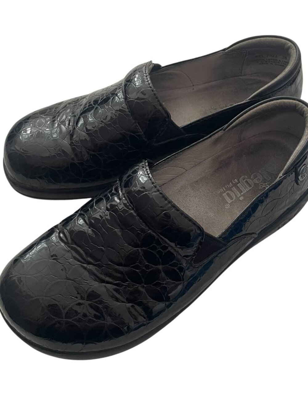 Alegria Keli Professional Clogs Slip on Shoes 38 US 8 / 8.5 Black Patent Leather